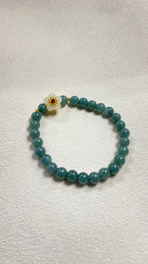 Gelang air biru jadeite kelas A yang cantik, dipadukan dengan aksesoris yang sangat indah (semoga beruntung), ukuran: 7mm, termasuk ongkos kirim dan pajak