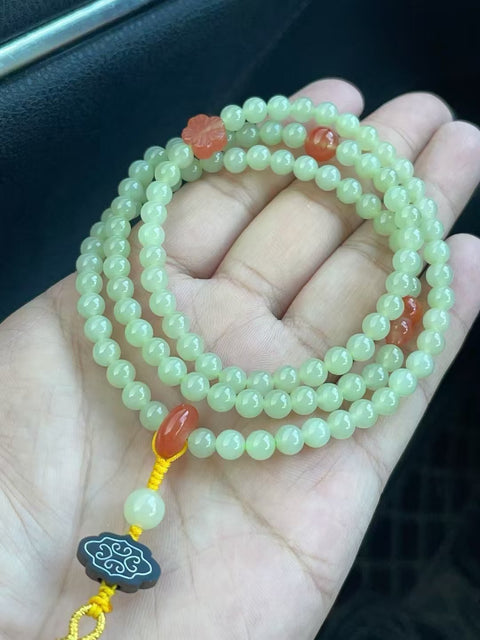 Batu Giok Hetian Alami 108 butir genggam dengan ukuran merah alami batu giok 6mm yang halus dan hangat Sudah termasuk ongkos kirim dan pajak