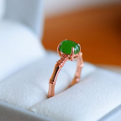 11156 Cincin Jasper Alami & nbsp; Ukuran 8 * 6mm 925 Perak Pengaturan Giok bersih dan halus dan hangat Termasuk pajak pengiriman.