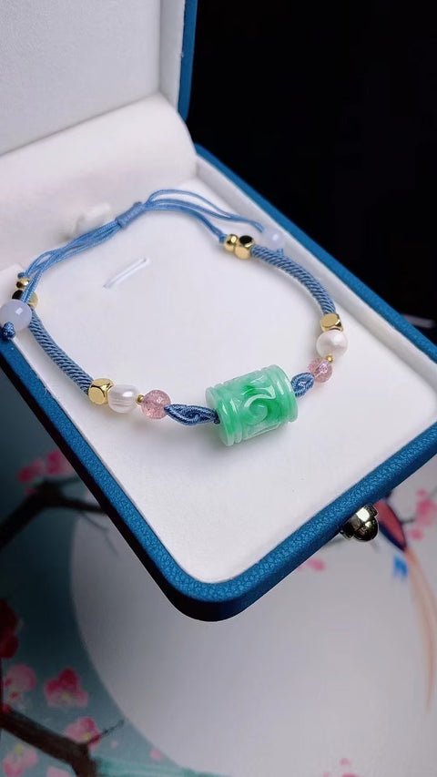 Gelang Gelang Manik-manik Pembawa Batu Giok Alami Bahan batu giok tua yang halus dan hangat Ukuran 1,4 * 1,2 cm Sudah termasuk pajak pengiriman