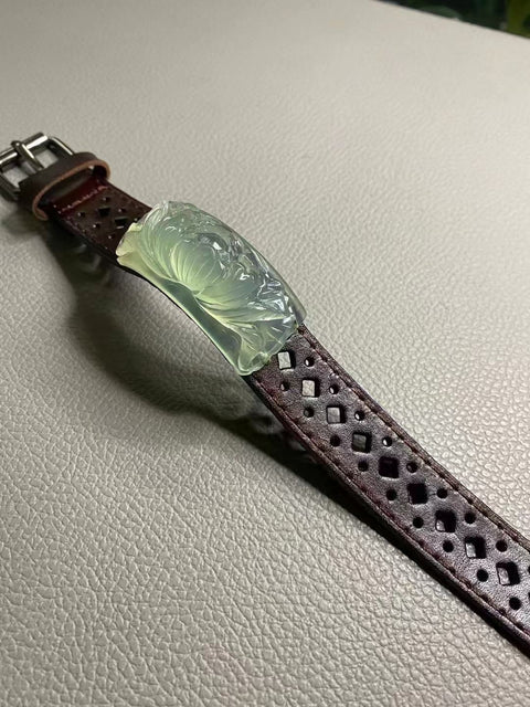 Gelang Giok Halus Ukuran 49,5 * 23mm Gaya Ukiran Tangan Sudah termasuk pajak pengiriman