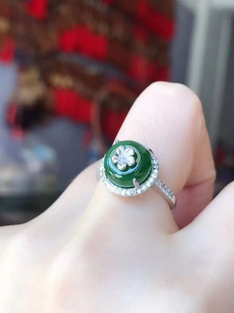 Set Cincin Jasper Alami dari 925 Perak Ukuran 10mm Bezel Giok yang dapat disesuaikan bersih, halus dan hangat Termasuk pajak pengiriman.