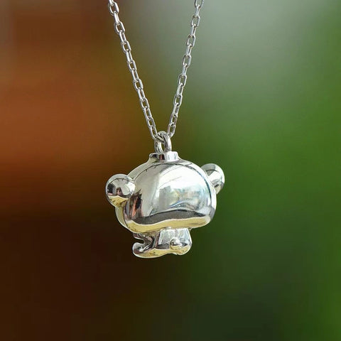 6005-6 Kalung Panda Raksasa Giok Hetian Giok yang indah Giok yang halus dan hangat, terbuat dari perak 925, gaya yang indah, sudah termasuk pajak pengiriman.