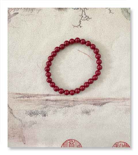 Gelang cinnabar alami, membawa keberuntungan dan membantu tidur. Kandungan cinnabar tinggi (lebih dari 95%), 6mm, harga sudah termasuk ongkos kirim dan pajak.