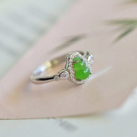 Set Cincin Labu Jasper Hetian Alami dari Giok Hetian Gaya Perak 925 Perak yang Halus dan Hangat Termasuk Pengiriman dan Pajak