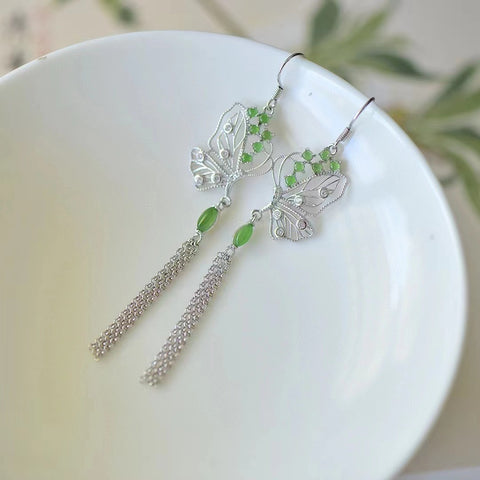 12376 Anting Jasper Alami dari 925 Perak Ukuran 2 * 2mm Giok bersih dan halus serta hangat Sudah termasuk pajak pengiriman.