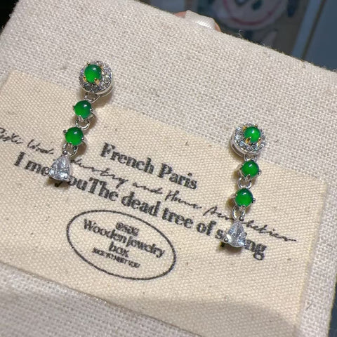 Anting-anting batu giok Guatemala alami yang terbuat dari perak 925, ukuran 3mm, batu giok yang halus dan hangat, gaya yang indah, sudah termasuk pajak pengiriman.