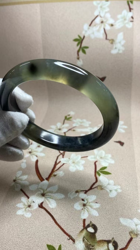 Gelang Tinta Giok Cui Alami Ukuran 64-66mm Ukuran 65.1mm Lebar Sisi 12.3mm Giok semuanya terjadi secara alami Pola pengiriman acak termasuk Pajak Pengiriman!