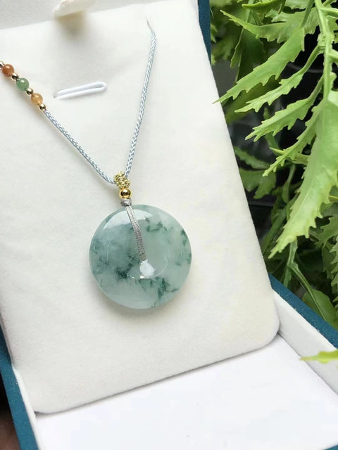 Jadeite alami, kancing perdamaian bunga mengambang Jade bersih dan halus serta hangat Ukuran 24 * 5mm sudah termasuk pajak pengiriman