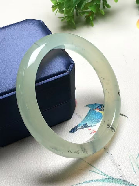 Gelang Tinta Es Batu Giok Cui Alami Ukuran 66 * 13.6 * 8.8mm Batu giok terjadi secara alami Pola acak termasuk pajak pengiriman