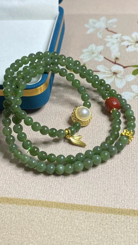 Gelang Jasper Alami dengan aksesoris cantik Ukuran Gelang 5mm dan Gaya Kalung Sudah termasuk biaya pengiriman dan pajak.