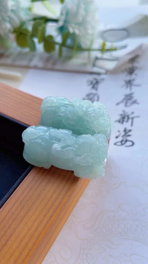 Pasangan Liontin Berani Giok Alami Kepala Penuh & nbsp; Ukuran 3,4 * 1,5 Termasuk Pajak Pengiriman