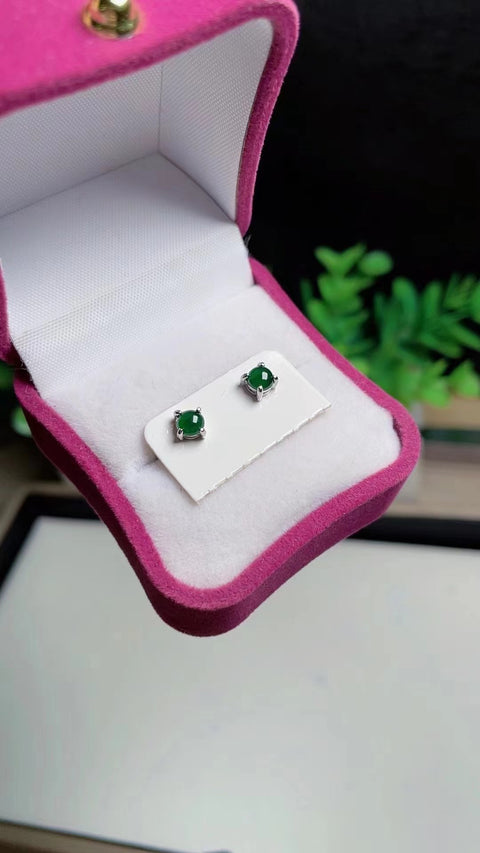 Anting Giok Guatemala Alami Ukuran 0,3 Set dalam 925 Giok Perak yang bersih, halus dan hangat Termasuk Ongkos Kirim & Pajak