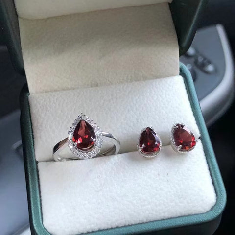 Tetesan Garnet Alami yang Ditetapkan dalam Gaya 925 Perak Ukuran 6 * 8mm Termasuk ongkos kirim dan pajak.
