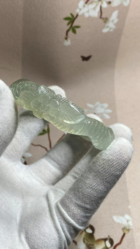 Gelang Gradien Tinta Es Giok Cui Giok Alami Ukuran 53-55mm Ukuran 54.2mm Lebar Sisi 11mm Giok terjadi secara alami Pola acak Pengiriman dan pajak sudah termasuk.