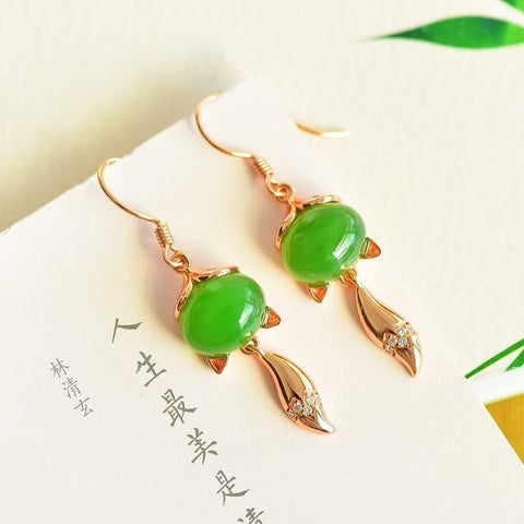 12189-1 Anting Jasper Rubah Alami dari Perak 925, Gaya Giok Halus Termasuk pajak pengiriman