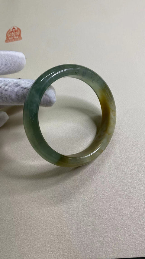 Giok Cui Alami - Gelang Gelang Bunga Giok Berwarna-warni Cocok untuk 60-62mm & nbsp; Ukuran Standar: 61.2mm, Lebar Samping 13.5mm Batu giok muncul secara alami dan polanya acak Termasuk Pajak Pengiriman