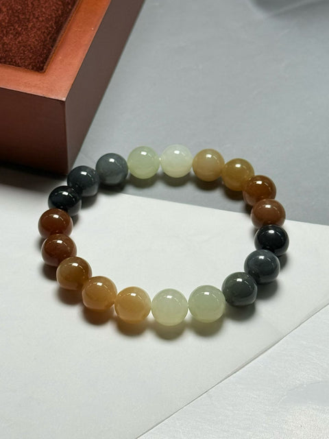 Gelang Giok Hetian Multi-Permata yang Indah, melambangkan berkah yang melimpah, kemakmuran, dan umur panjang. Ukuran sekitar 10mm.  Gratis ongkos kirim dan pajak.