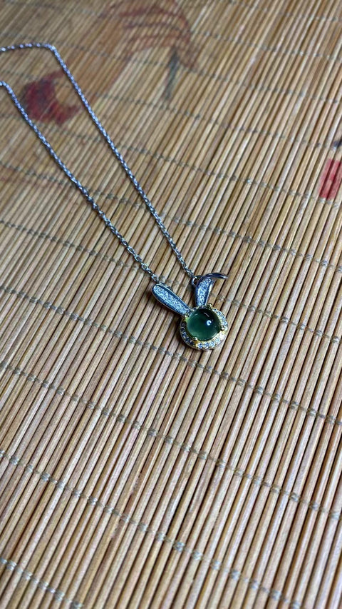 Liontin Bahan Giok Cui 180 Alami dalam Satu Set Set 925 Perak Ukuran 6,5 mm Sudah termasuk pajak pengiriman.