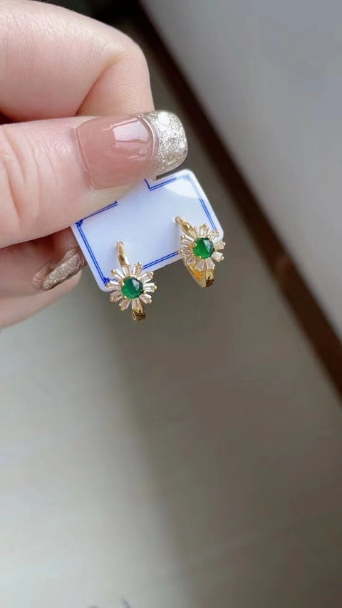 Anting Jadeite Alami 925 Tatahan Perak Bahan Pit Tua Sentuhan Penuh Ukuran 0.3mm Sudah Termasuk Pajak Pengiriman