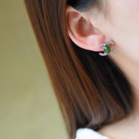 Anting-anting Pop Jasper Alami Ukuran 6 * 8mm Giok bersih dan halus dengan pengaturan perak 925. Sudah termasuk pajak pengiriman.