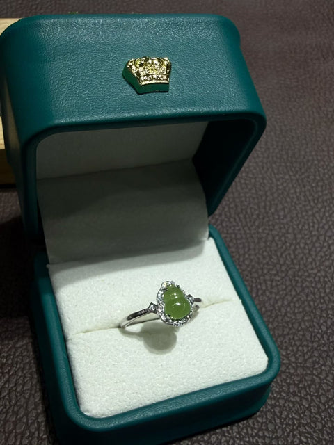Cincin giok Hetian berbentuk labu dengan hiasan perak 925. Gratis ongkos kirim dan pajak.
