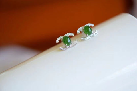 Anting-anting Pop Jasper Alami Ukuran 6 * 8mm Giok bersih dan halus dengan pengaturan perak 925. Sudah termasuk pajak pengiriman.
