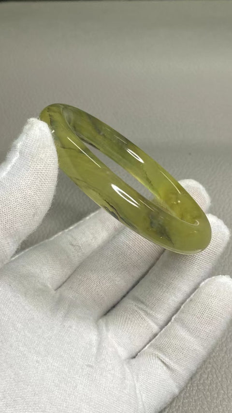 Gelang Lukisan Pemandangan Giok Cui Alami Ukuran 54-56mm Ukuran 55.5mm Lebar Sisi 10.7mm Giok terjadi secara alami Pola acak termasuk pajak pengiriman