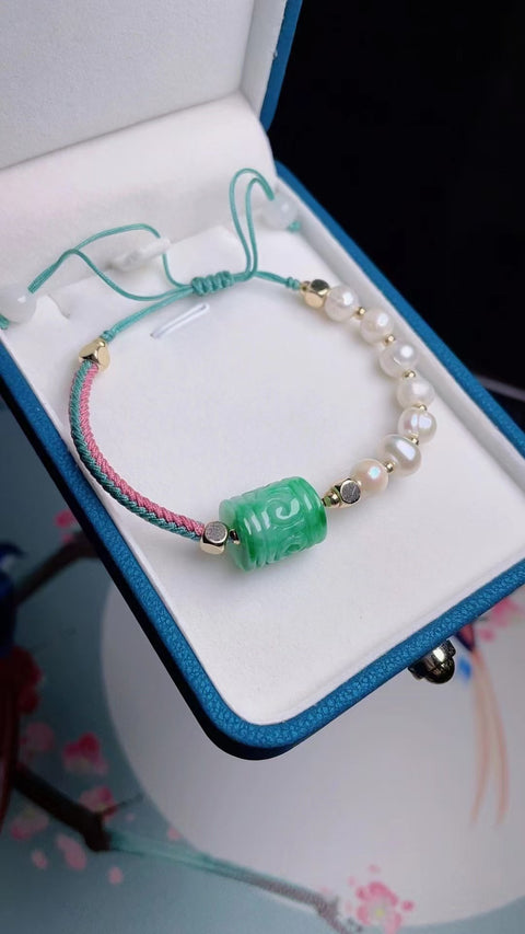 Gelang Gelang Manik-manik Pembawa Batu Giok Alami Bahan batu giok tua yang halus dan hangat Ukuran 1,3 * 1,2 cm Sudah termasuk pajak pengiriman