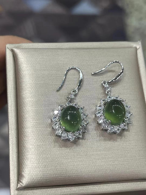 Anting Giok Alami dari Giok Perak 925 bersih, halus dan hangat; Ukuran 10 * 8mm Termasuk Ongkos Kirim & Pajak