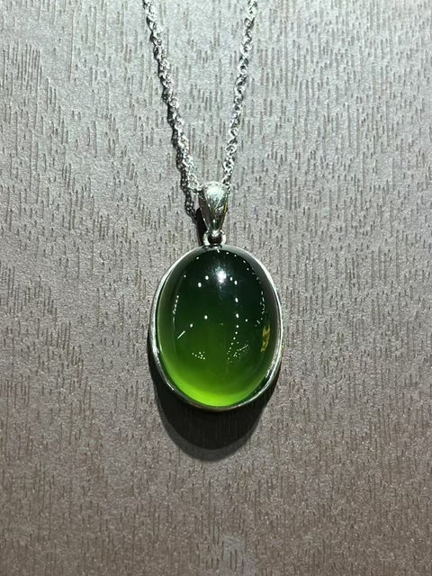 Kalung Telur Giok Alami dari Perak 925 Ukuran 21 * 15mm Sudah termasuk ongkos kirim dan pajak.