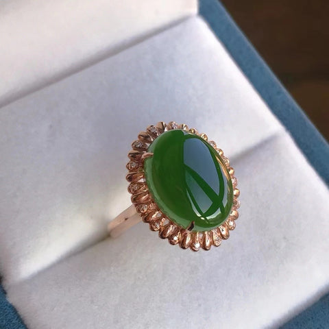 Cincin Bahan Tua Tua Jasper Alami Pengaturan Emas 18k Pengaturan Emas 18k Dibuat dengan Berat Ukuran 10 * 14mm Ukuran Bezel 14 Bezel Dapat Disesuaikan Pengiriman dan Pajak Sudah Termasuk.