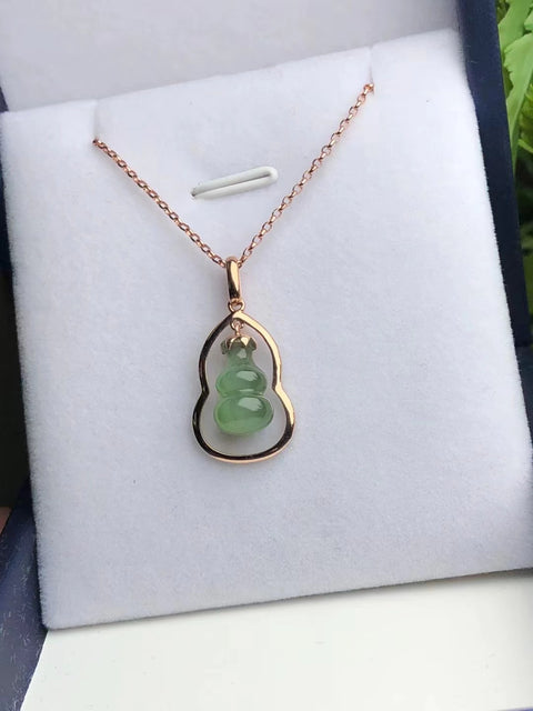 Kalung Labu Jasper Alami dalam Pengaturan Emas 18k Ukuran 13 * 7.5mm Sudah termasuk pajak pengiriman.