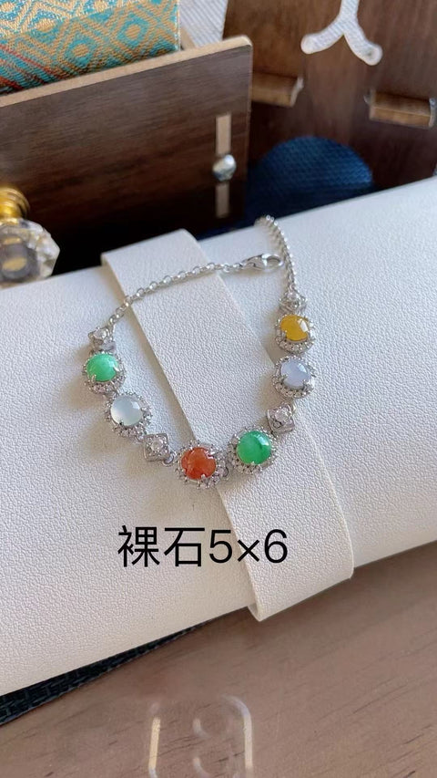 Gelang giok alami, terbuat dari material tambang lama, dengan tekstur yang halus dan hangat, warna permen yang indah, dipasang pada perak 925, termasuk ongkos kirim dan pajak.