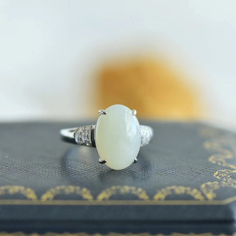 Set Cincin Giok Hetian Alami dari Giok Perak 925 yang bersih, halus, dan hangat Sudah termasuk pajak pengiriman.