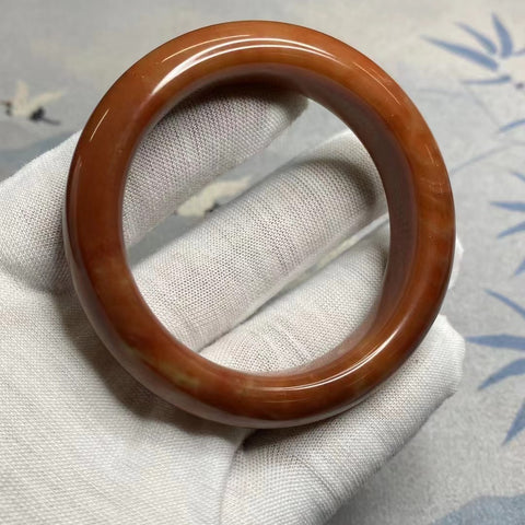 Gelang Gelang Giok Giok Bunga Cui Giok Alami Ukuran 50-52mm Ukuran 51.2mm Lebar Sisi 14mm Giok Giok secara alami Pola Bunga Acak Sudah termasuk pajak pengiriman.