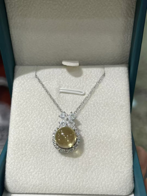 Set Kalung Putri Citrine On The Run Natural Citrine On The Run dalam Gaya 925 Perak Ukuran 10mm Termasuk Pajak Pengiriman