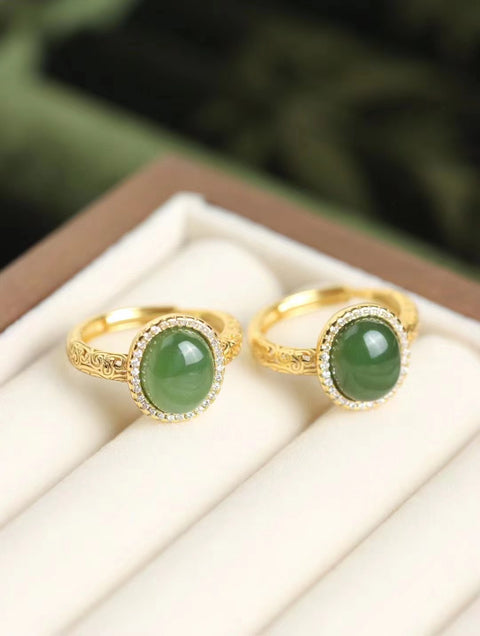 Set Cincin Jasper Alami dari Giok Perak 925 yang bersih, halus, dan hangat Sudah termasuk pajak pengiriman.