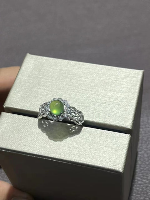 Cincin Giok Alami Ukuran 6mm Set dalam 925 Perak Giok bersih dan halus Termasuk ongkos kirim dan pajak.