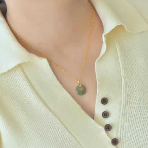 3126Q-2 Set Kalung Gesper Perdamaian Jasper Alami dalam Gaya 925 Perak Ukuran 15 * 15mm Sudah termasuk pajak pengiriman.