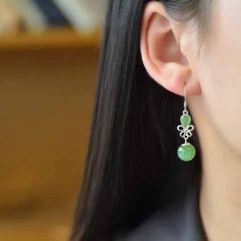 Anting Pejantan Jasper Alami Ukuran 10mm Set 925 Perak, gaya elegan, giok halus, desain unik, sudah termasuk pajak pengiriman.
