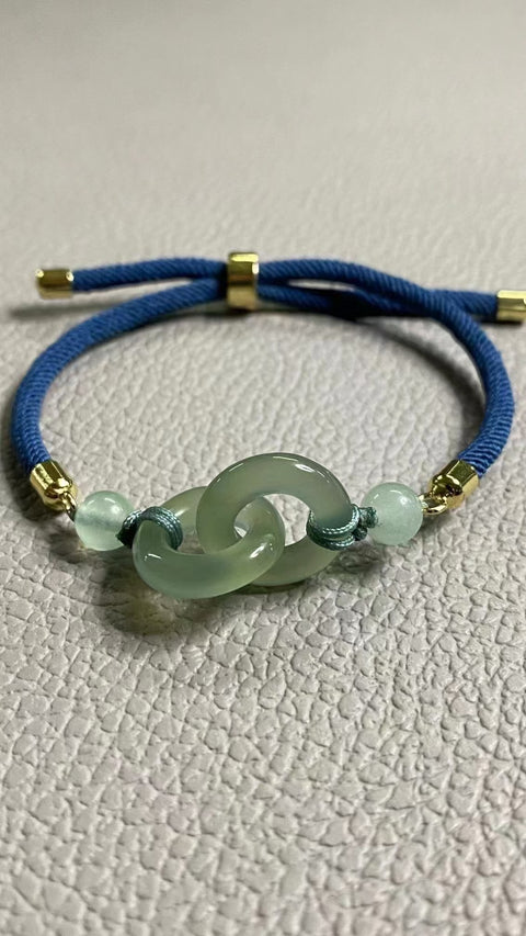 Gelang Giok Cui Alami dengan Dasar Hijau Es pada Gelang Saling Mengunci Rantai Perak 925 untuk Cinta Sejati Ukuran 15,3 mm Termasuk Ongkos Kirim & Pajak