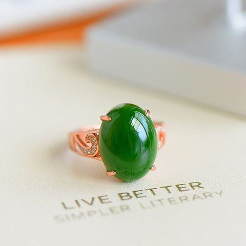 11339-1 Cincin Jasper Alami Ukuran 12 * 16mm Ditetapkan dalam Gaya Giok Halus 925 Perak Termasuk pajak pengiriman.