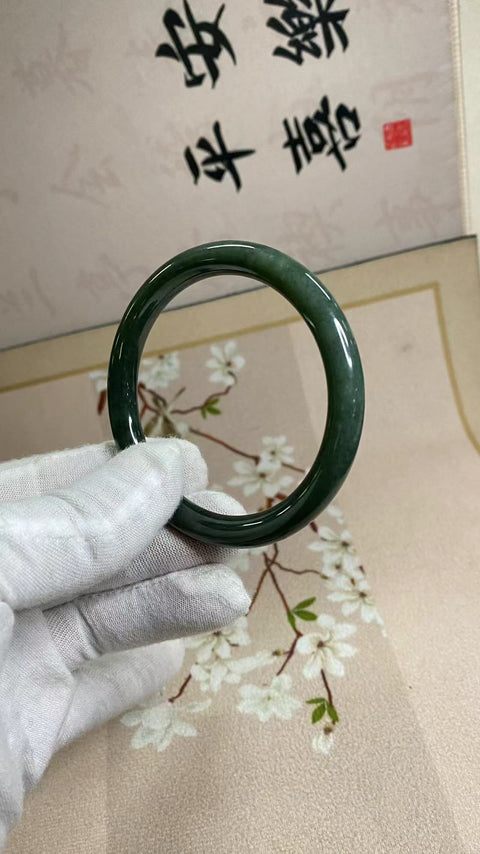 Gelang Garis Kecantikan Giok Hetian Giok Indah Ukuran 57-59mm Ukuran 58mm Giok semuanya terjadi secara alami Pola acak termasuk pajak pengiriman