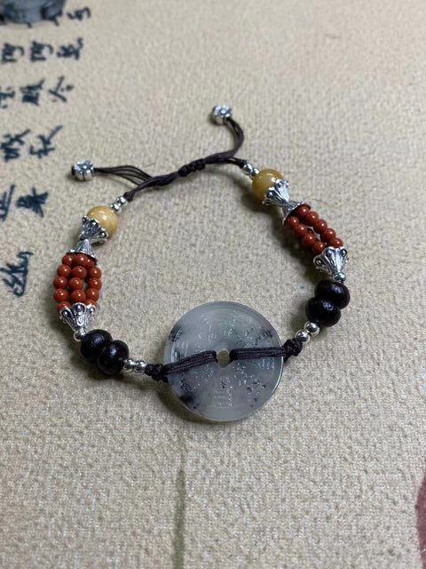 Gelang Uang Hantu Giok Cui Giok Alami Ukuran 25mm Giok halus dan hangat, melambangkan daya tarik kekayaan dan kemakmuran Sudah termasuk pajak pengiriman