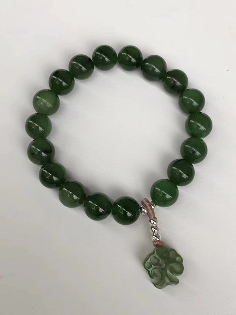 Gelang Giok Jasper Alami Giok yang bersih, halus dan hangat Ukuran 9mm Kepala penuh Termasuk pajak pengiriman.