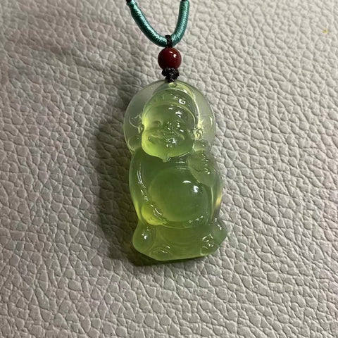 Liontin Dewa Kekayaan Giok Cui Giok Alami Ukuran 37,8 * 19mm Giok bersih, halus dan hangat Harga Detik Sudah termasuk ongkos kirim dan pajak