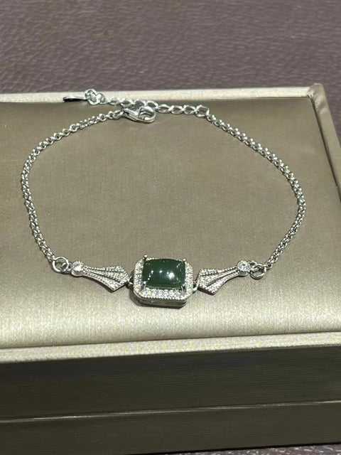 Gelang Gula Kecil Giok Kuba Alami Ukuran 8.4 * 5.8mm Giok bersih, halus dan hangat Termasuk pajak pengiriman