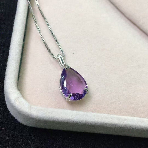 Kalung Kecubung Alam 925 Pengaturan Perak Ukuran 12 * 10mm Super Api Ekstra Waspada Sudah termasuk pajak pengiriman.