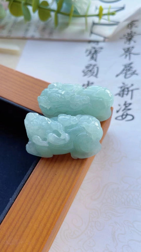 Pasangan Liontin Berani Giok Alami Kepala Penuh & nbsp; Ukuran 3,4 * 1,5 Termasuk Pajak Pengiriman